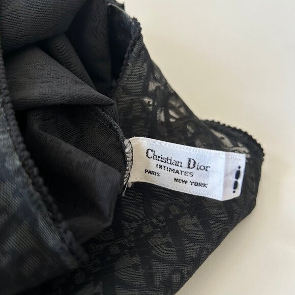 VINTAGE 80'S CHRISTIAN DIOR MESH MONOGRAM BLACK BODY SUIT - Picture 8 of 8